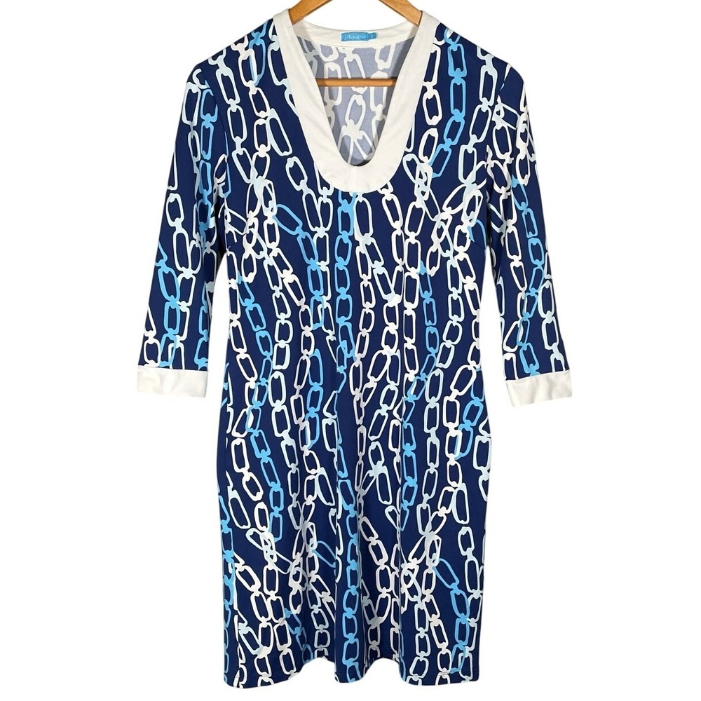 J.McLaughlin Small Catalina Cloth Gisel Dress‎ Chain Print Nautical Resort Wear